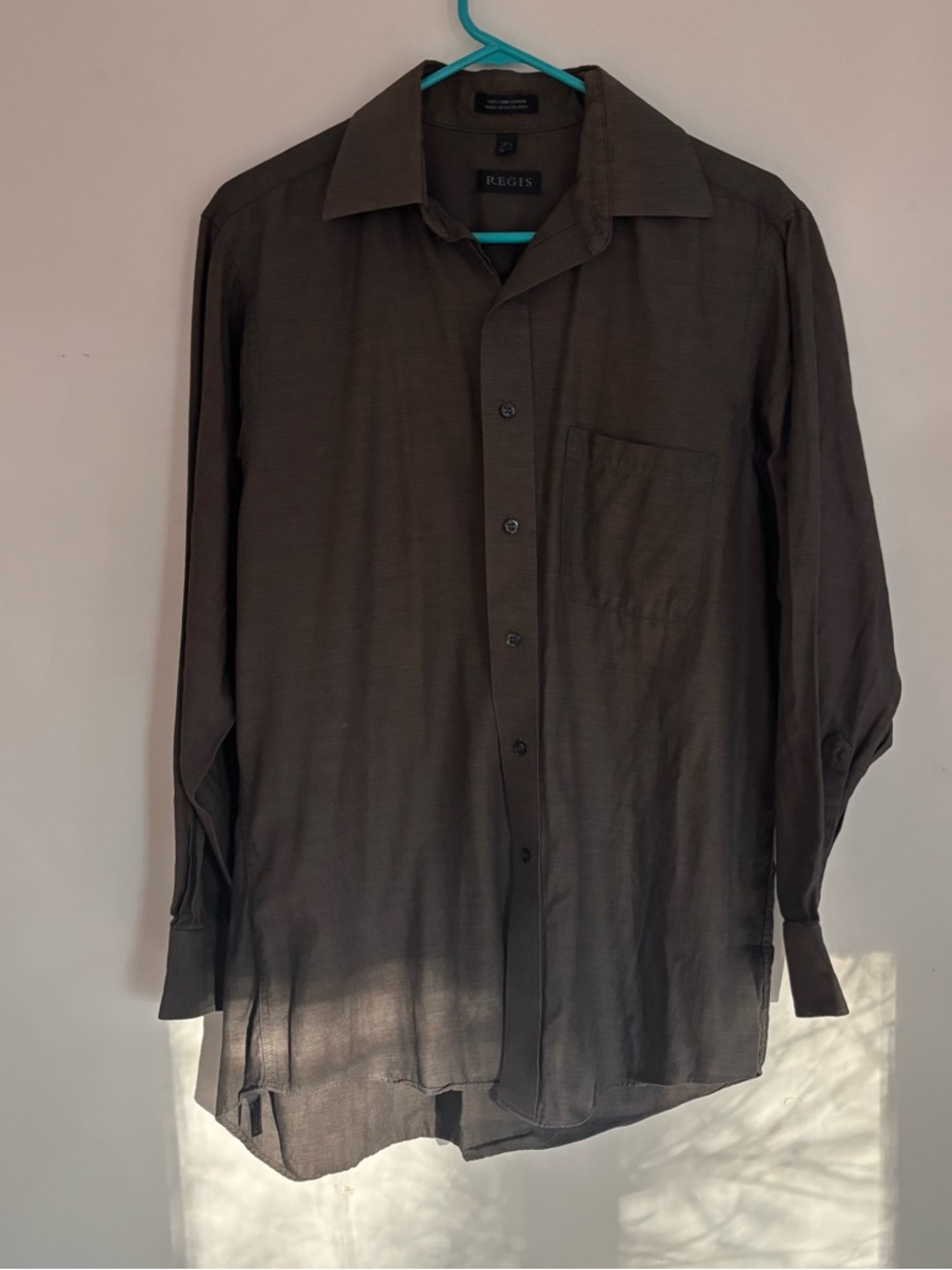 Regis 100% Fine Cotton 17.5 34/35 Black Button Down Men's Dress Shirt